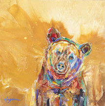 Bear Fisted Fighting Original Oil Painting by Mary Ann Cherry