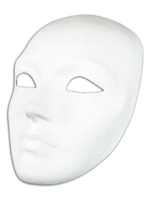 Unpainted Paper Mache Full Face Mask