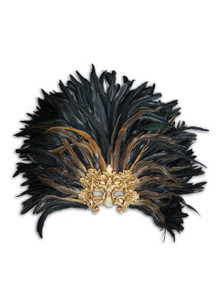Venetian feathered mask Colombina Baroque Reale