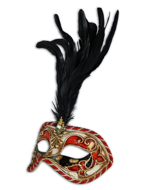 Authentic Venetian Mask Colombina Cordone Piume