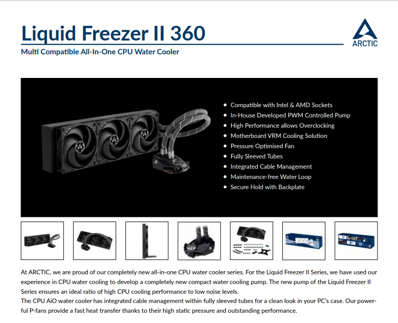 Arctic ACFRE00068B Liquid Freezer II 360 - Multi Compatible CPU 