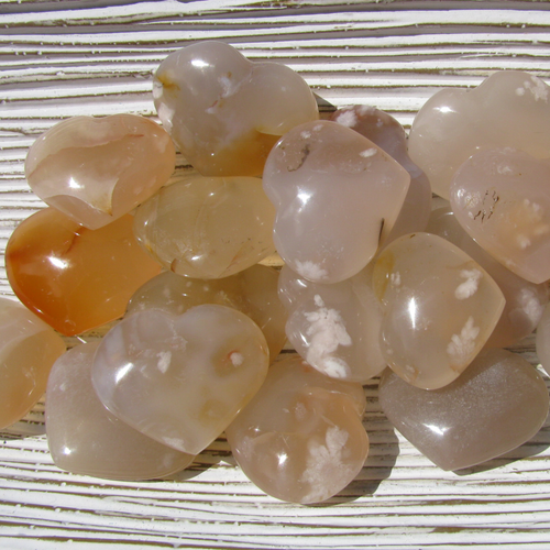 Flower Agate Hearts, small