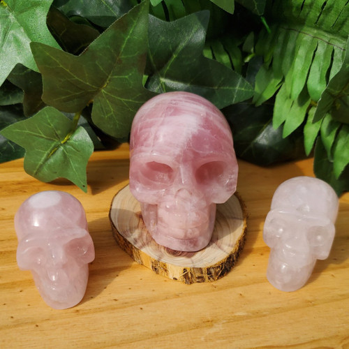 Rose Quartz Skulls,  small and medium
