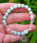 16 Green Amazonite Beads with 6 Clear Quartz beads with or without Chinese Coin