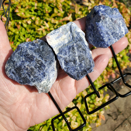 Rough Sodalite on a Metal Stand