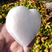 Selenite Flat Hearts, 3 inches, side view