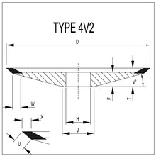 150 x 13 x 32 - 4V2 (D46) Resin Bonded Diamond Dish Wheel (DW615)