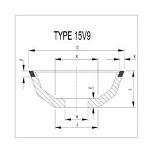 125 x 10 x 32 - 15V9 (D54) Resin Bonded Diamond Dish Wheel (DW503)