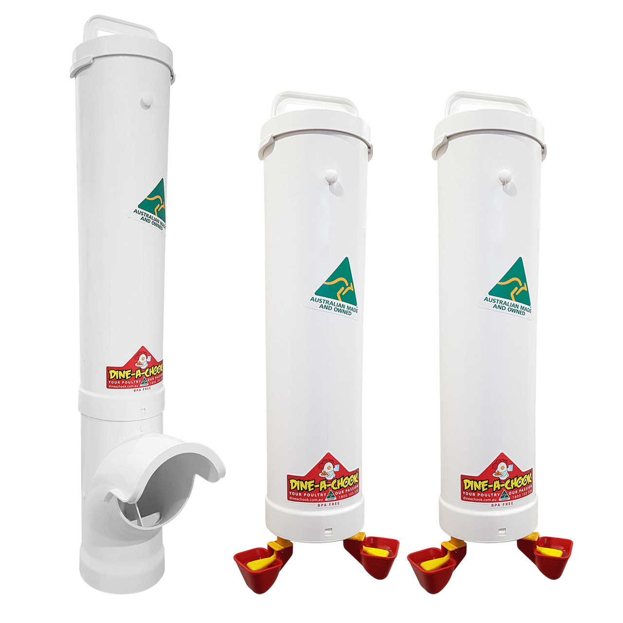 Chicken Feeder And Drinker Kit 1 X 47 L Feeder 2 X 4 L Twin Cup Drinker
