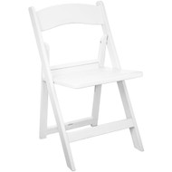 White Resin Folding Wedding Chairs With Slatted Seat [LE-L-1-WH-SLAT-GG]