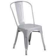 Commercial Grade Silver Metal Indoor-Outdoor Stack Chair [CH-31230-SIL-GG]