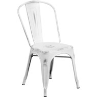 Tolix Chair | Distressed White Finish | Stackable Chair