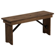 Farmhouse Table Bench | 12x40 Barn Wood Brown | Wooden Folding Table