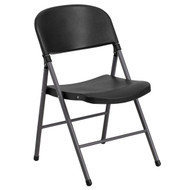 Black Poly Folding Chair - Oversized With Charcoal Frame [DAD-YCD-50-GG]