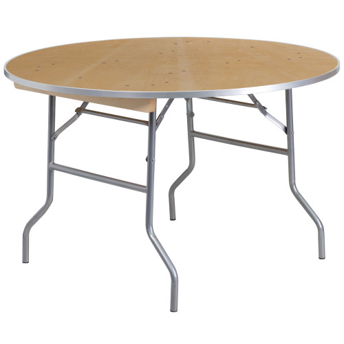 48" Round Birchwood Folding Banquet Table | Round Wooden Banquet Tables for Sale