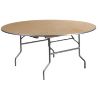 72" Round Birchwood Folding Banquet Table | Round Wooden Banquet Tables for Sale