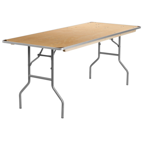 6' Rectangular Birchwood Folding Banquet Table | Rectangular Wooden Banquet Tables for Sale