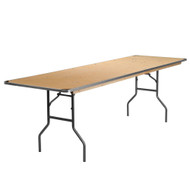 8' Rectangular Birchwood Folding Banquet Table | Rectangular Wooden Banquet Tables for Sale