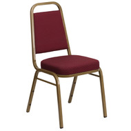 Advantage Trapezoidal Back Stacking Banquet Chair in Burgundy Patterned Fabric - Gold Frame [FD-BHF-1-ALLGOLD-0847-BY-GG]