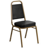 Advantage Trapezoidal Back Stacking Banquet Chair in Black Vinyl - Gold Frame [FD-BHF-1-ALLGOLD-BK-GG]