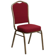 Crown Back Stacking Banquet Chair in Burgundy Fabric - Gold Vein Frame [FD-C01-GOLDVEIN-3169-GG]