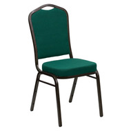 Crown Back Stacking Banquet Chair in Green Fabric - Gold Vein Frame [FD-C01-GOLDVEIN-GN-GG]