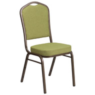 Crown Back Stacking Banquet Chair in Moss Fabric - Gold Vein Frame [FD-C01-GV-8-GG]