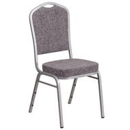Crown Back Stacking Banquet Chair in Herringbone Fabric - Silver Frame [FD-C01-S-12-GG]