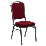 Crown Back Stacking Banquet Chair in Burgundy Fabric - Silver Vein Frame [FD-C01-SILVERVEIN-3169-GG]