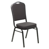 Crown Back Stacking Banquet Chair in Gray Fabric - Silver Vein Frame [FD-C01-SILVERVEIN-GY-GG]