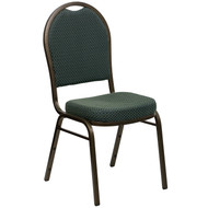 Dome Back Stacking Banquet Chair in Green Patterned Fabric - Gold Vein Frame [FD-C03-GOLDVEIN-4003-GG]