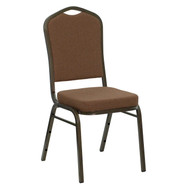 Crown Back Stacking Banquet Chair in Coffee Fabric - Gold Vein Frame [NG-C01-COFFEE-GV-GG]