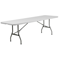 Advantage 8-Foot Bi-Fold Granite White Plastic Banquet and Event Folding Table with Carrying Handle [RB-3096FH-GG]