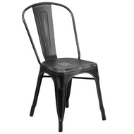 Advantage Distressed Black Metal Indoor-Outdoor Stackable Chair [ET-3534-BK-GG]