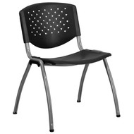 Advantage 880 lb. Capacity Black Plastic Stack Chair with Titanium Frame [RUT-F01A-BK-GG]