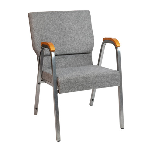 ... Flash Furniture HERCULES Series 21''W Stacking Church Chair in Gray Fabric 