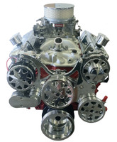 Billet Serpentine System Small Block Chevy W/ AC & PS; Polished Finish - All American Billet FDS-SBC-101