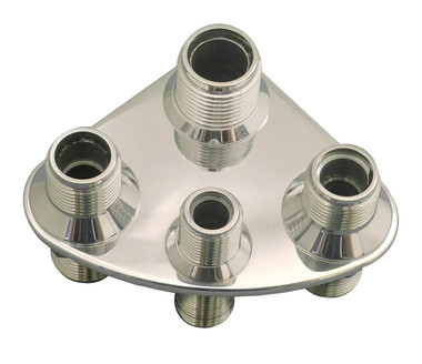 Billet A/C & Heater Bulkhead Rounded Triangle W/ 4 Fittings; Polished Finish - All American Billet 4107-P
