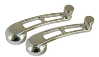 Billet Window Cranks Dual Window Cutout W/ Grooved Knob (Pair); Polished Finish - All American Billet WC-DCG-P