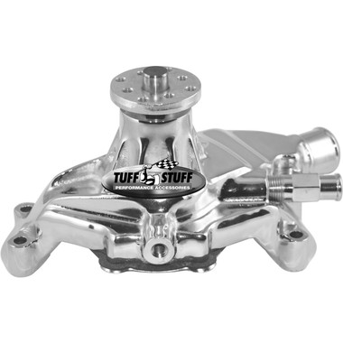 Small Block Chevy Aluminum Serpentine System Reverse Rotation Water Pump; Polished Finish - All American Billet 1635ND