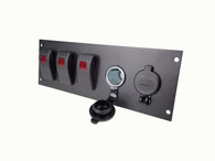 C-LP2-PS3 - *DISCONTINUED*(USE P/N C-LP2-BL3 + (3) C-SW-1) 2 Lighter Plug Outlet W/ 3 Switch Cut Outs, 3" Mounting Space