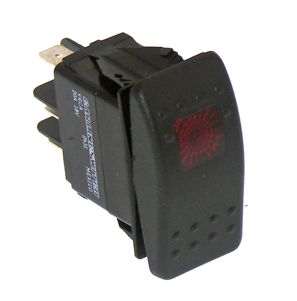 C Sw 3 Black Paddle Type Rocker Switch Led Pilot Light 20 Amps 12 Volt Off On On 5 Prong