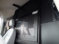 P-FRONT-4* - *DISCONTINUED*Front partition for 2015 -2019 Ford Transit window van with medium roof and side sliding door