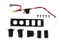 C-LP2-USB-BL2 Console Accessory Bracket With 2 Lighter Plug Outlets,1 USB-C & USB Type A Dual Port Charger And 2 Blanks For Rectangular Accessories