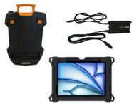 PKG-TAB4-APP6 - Package – DS-TAB-401 Docking Station, TC-405 Tablet Case, and LPS-184 DC Power Supply for Apple iPad Air 11″ (1st – 4th Gen, M2)*