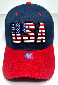 USA Word - Navy / Red Adjustable Ball Cap / Hat