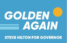 Golden Again - Steve Hilton For Governor 6 x 4 Inch Bumper Sticker