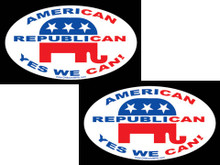 2 PACK - "AMERICAN, REPUBLICAN, YES WE CAN!" 4x6 Inch Political Bumper Stickers