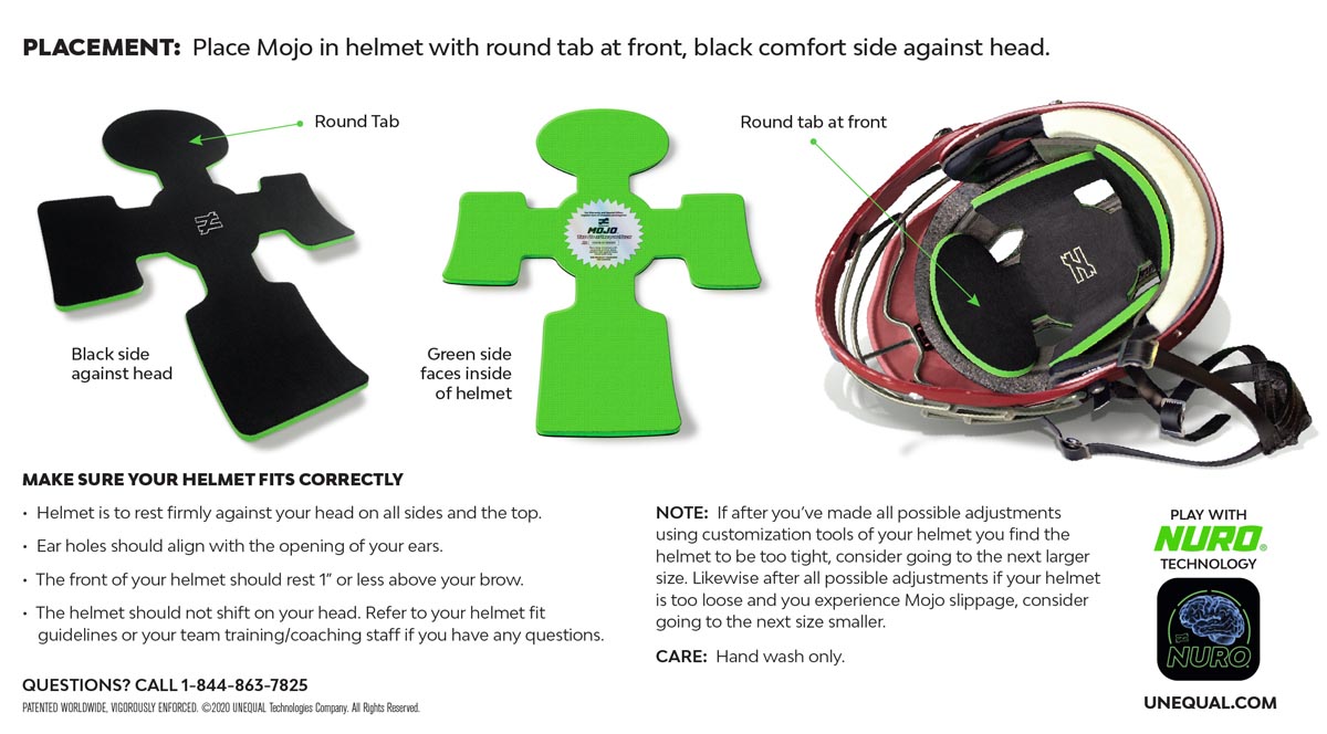 Custom Mojo Protective Football Helmet Inserts & Liners