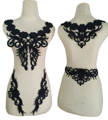 WUBU Lace Neckline Trim Applique Embroidery Patch Motif Embellishments Decorative Patches 7001